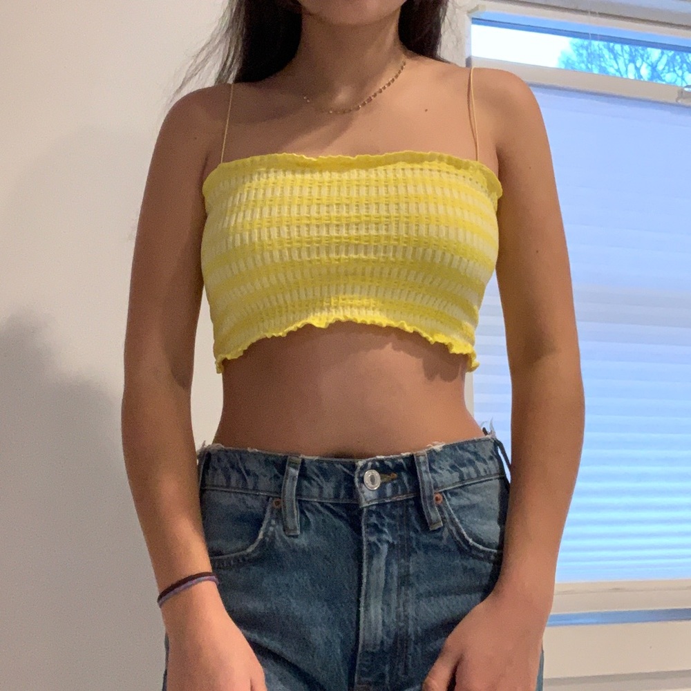 yellow urban outfitters tube top/tank